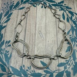 Gold and Silver Organic Link Necklace B7‎ 21 In.